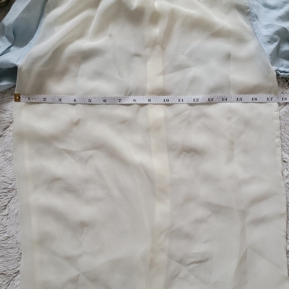 Dots Sheer Body Light Denim Cloth Studded Collar Accent Blouse Size S - Picture 11 of 11